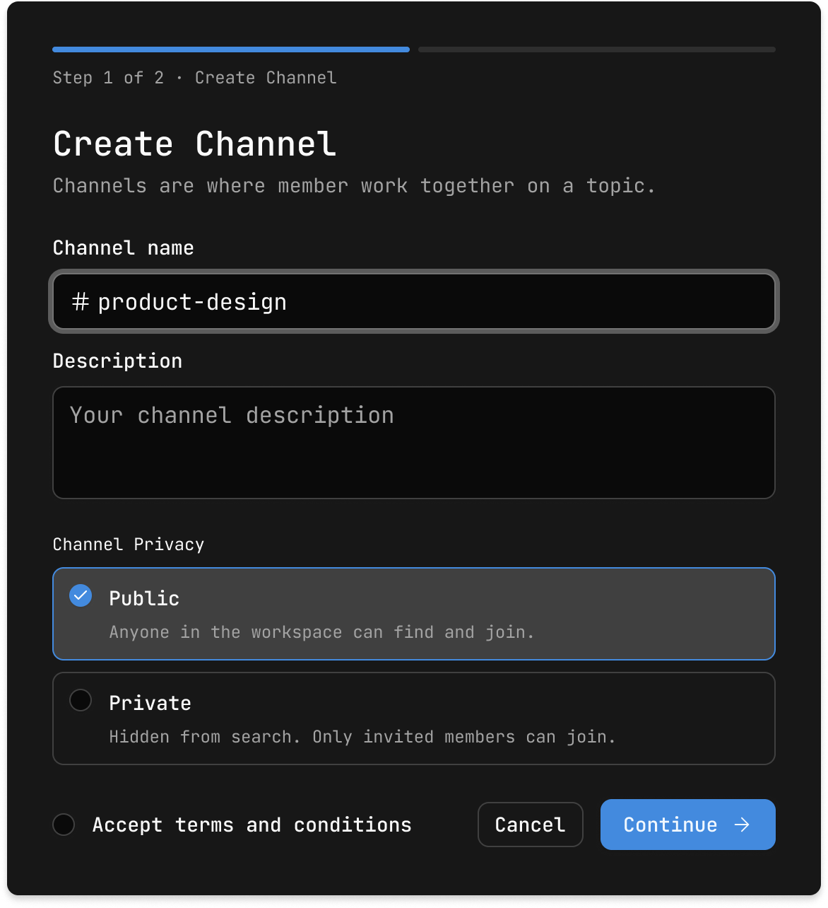 Trait mobile channel detail screen