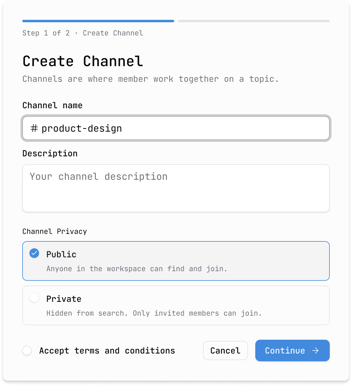 Trait mobile channel detail screen